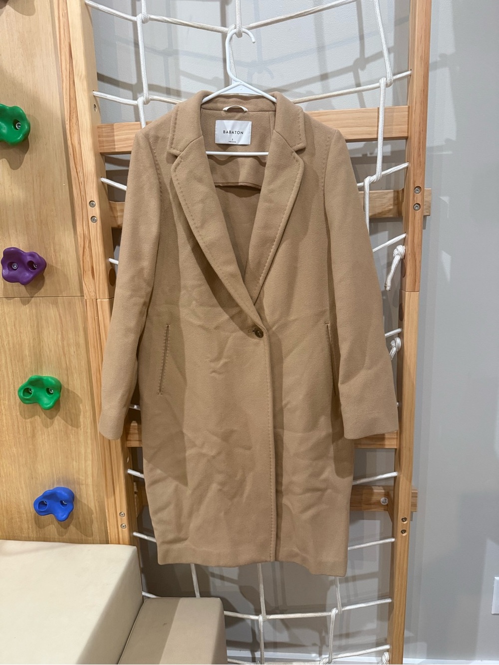 Babaton Tan Single-Button Stedman coat virgin wool